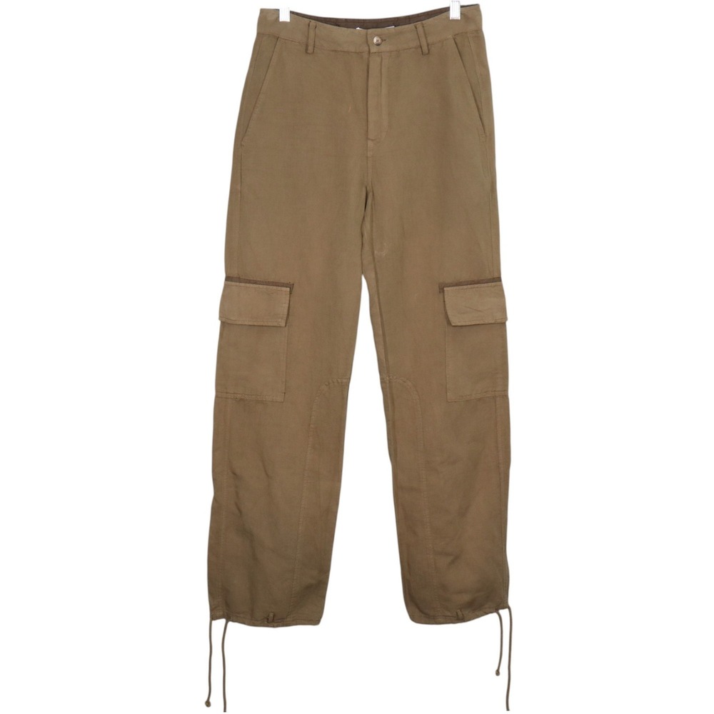 Burning Torch Heartland Army Cargo Pants Womens Size S Linen Blend Olive Khaki
